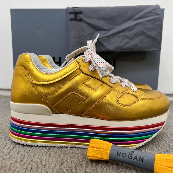 Hogan flatform gold sneakers